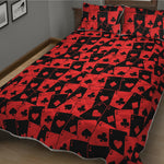 Black And Red Casino Card Pattern Print Quilt Bed Set