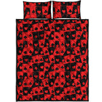 Black And Red Casino Card Pattern Print Quilt Bed Set