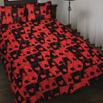 Black And Red Casino Card Pattern Print Quilt Bed Set