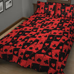 Black And Red Casino Card Pattern Print Quilt Bed Set