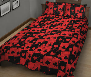 Black And Red Casino Card Pattern Print Quilt Bed Set