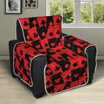 Black And Red Casino Card Pattern Print Recliner Protector