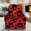 Black And Red Casino Card Pattern Print Recliner Slipcover