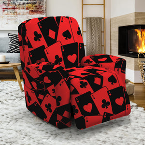 Black And Red Casino Card Pattern Print Recliner Slipcover