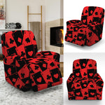 Black And Red Casino Card Pattern Print Recliner Slipcover