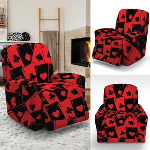 Black And Red Casino Card Pattern Print Recliner Slipcover