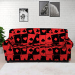 Black And Red Casino Card Pattern Print Sofa Cover