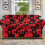 Black And Red Casino Card Pattern Print Sofa Protector