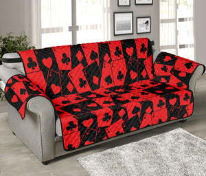 Black And Red Casino Card Pattern Print Sofa Protector