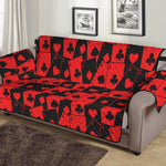 Black And Red Casino Card Pattern Print Sofa Protector