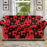 Black And Red Casino Card Pattern Print Sofa Protector