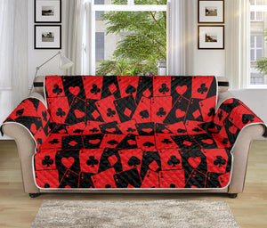 Black And Red Casino Card Pattern Print Sofa Protector