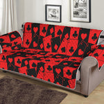 Black And Red Casino Card Pattern Print Sofa Protector