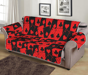 Black And Red Casino Card Pattern Print Sofa Protector