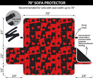 Black And Red Casino Card Pattern Print Sofa Protector