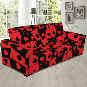 Black And Red Casino Card Pattern Print Sofa Slipcover