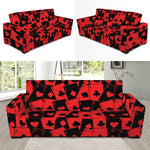 Black And Red Casino Card Pattern Print Sofa Slipcover