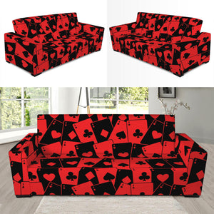 Black And Red Casino Card Pattern Print Sofa Slipcover