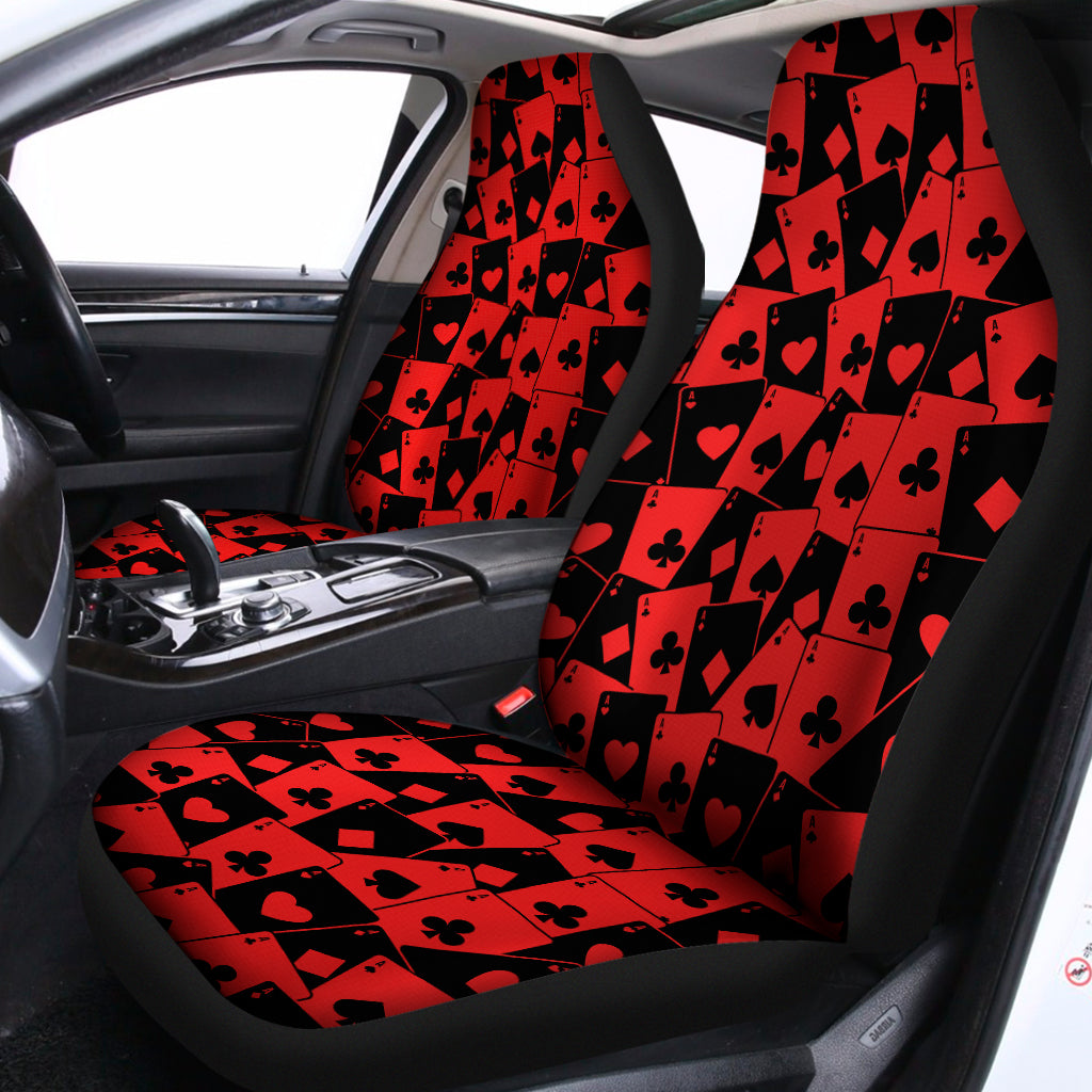 Black And Red Casino Card Pattern Print Universal Fit Car Seat Covers