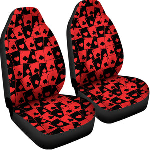 Black And Red Casino Card Pattern Print Universal Fit Car Seat Covers