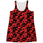 Black And Red Casino Card Pattern Print Women's Racerback Tank Top