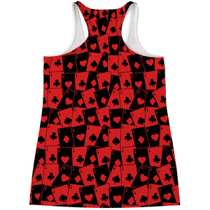 Black And Red Casino Card Pattern Print Women's Racerback Tank Top