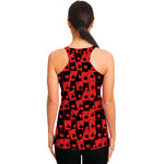 Black And Red Casino Card Pattern Print Women's Racerback Tank Top