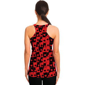 Black And Red Casino Card Pattern Print Women's Racerback Tank Top