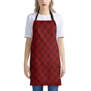 Black And Red Chinese Pattern Print Apron