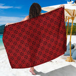 Black And Red Chinese Pattern Print Beach Sarong Wrap