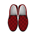 Black And Red Chinese Pattern Print Black Slip On Shoes