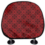 Black And Red Chinese Pattern Print Car Headrest Covers