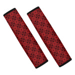 Black And Red Chinese Pattern Print Car Seat Belt Covers