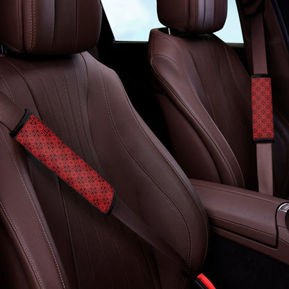 Black And Red Chinese Pattern Print Car Seat Belt Covers