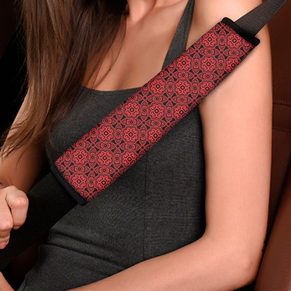 Black And Red Chinese Pattern Print Car Seat Belt Covers