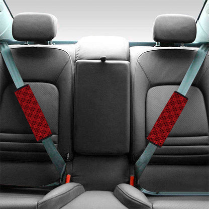 Black And Red Chinese Pattern Print Car Seat Belt Covers