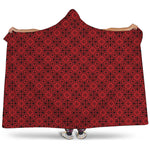 Black And Red Chinese Pattern Print Hooded Blanket