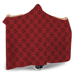 Black And Red Chinese Pattern Print Hooded Blanket