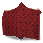 Black And Red Chinese Pattern Print Hooded Blanket
