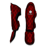 Black And Red Chinese Pattern Print Muay Thai Shin Guard