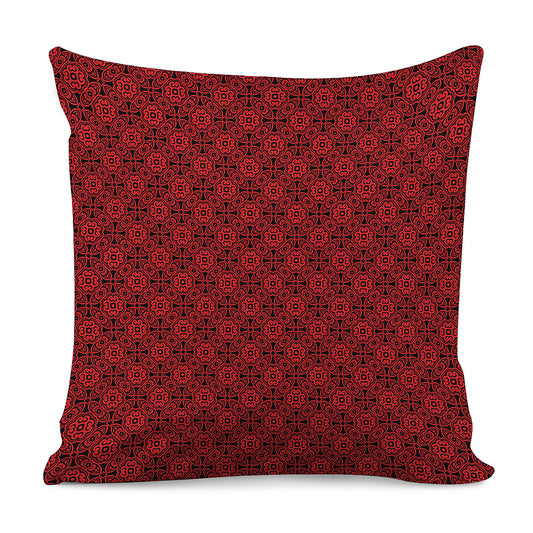 Black And Red Chinese Pattern Print Pillow Cover