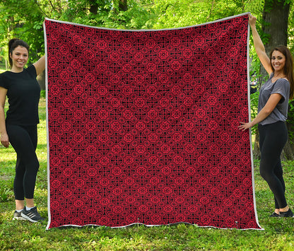 Black And Red Chinese Pattern Print Quilt