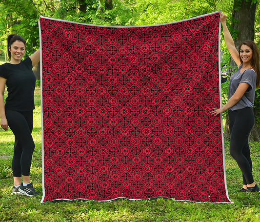 Black And Red Chinese Pattern Print Quilt