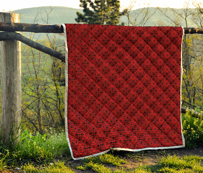 Black And Red Chinese Pattern Print Quilt