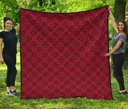 Black And Red Chinese Pattern Print Quilt