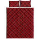 Black And Red Chinese Pattern Print Quilt Bed Set