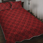 Black And Red Chinese Pattern Print Quilt Bed Set