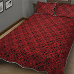 Black And Red Chinese Pattern Print Quilt Bed Set