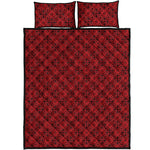 Black And Red Chinese Pattern Print Quilt Bed Set
