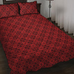Black And Red Chinese Pattern Print Quilt Bed Set